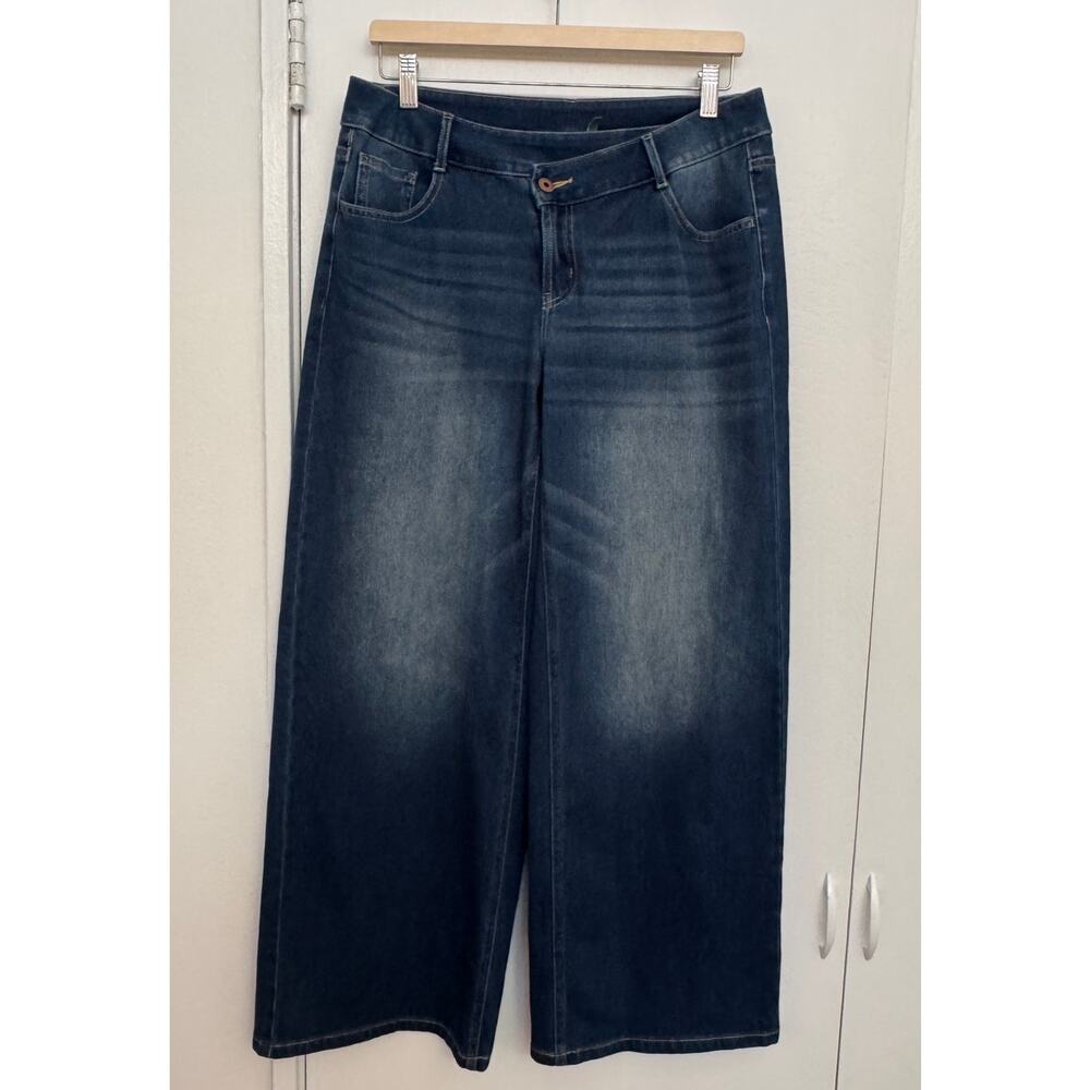Halara Flex™ Asymmetric Low Rise Baggy Wide Leg Washed Casual Jeans in Medium - Picture 3 of 5